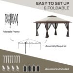 The gazebo with silver-coated Oxford fabric reflecting harmful UV rays.