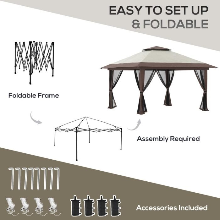 The gazebo with silver-coated Oxford fabric reflecting harmful UV rays.