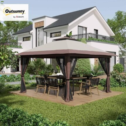 The gazebo being quickly set up with the included carrying bag for easy storage.