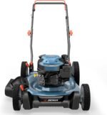 Close-up of the gas lawn mower's 144cc 4QL engine, providing reliable power.