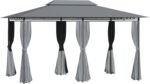The Gazebo Canopy set up outdoors with double roof, steel frame, and curtains for patios and backyard gatherings.