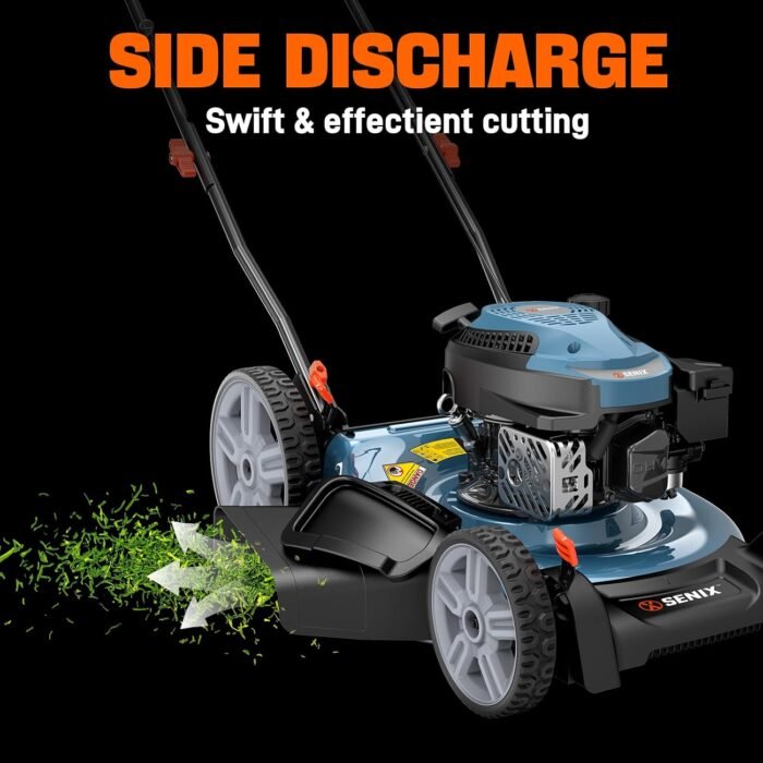 The gas lawn mower with 6 height adjustments for a customizable lawn care experience.