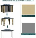 Ceiling hooks on the hardtop gazebo allow hanging lights, lamps, or lanterns.