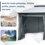 Close-up of the double-tier roof on the Gazebo Canopy, allowing airflow while blocking sun and rain.