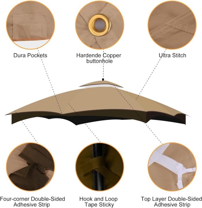 The breathable mesh in the gazebo canopy ensures proper ventilation and comfort during use.