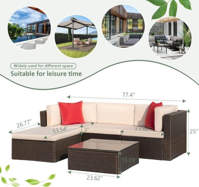 Close-up of the all-weather rattan used in the Sweetcrispy patio furniture set, offering durability and style for outdoor spaces.