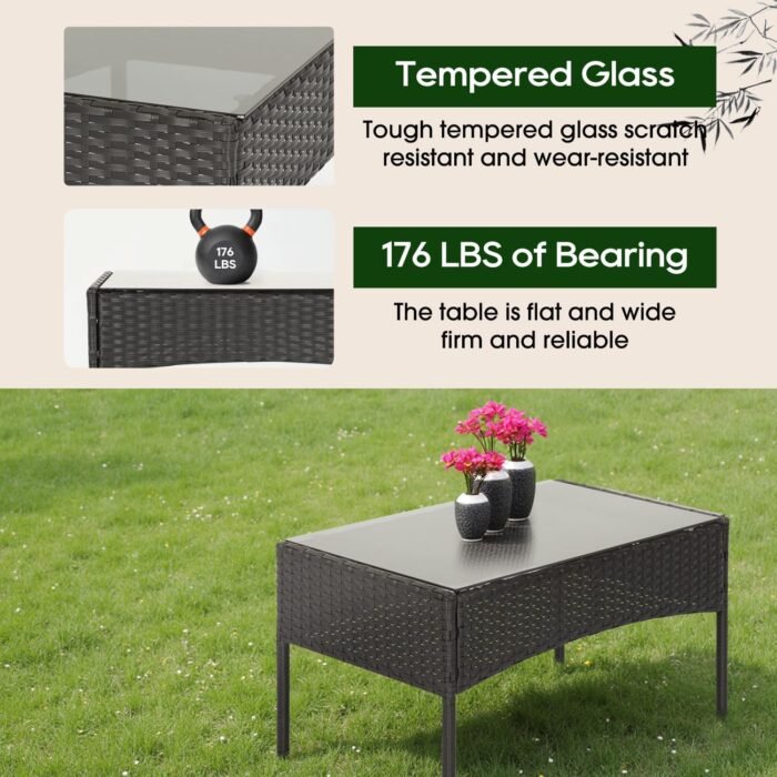 Weather-resistant wicker rattan material ensures long-lasting durability in all outdoor conditions.