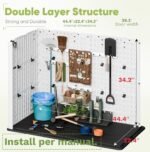 shed showing the horizontal cabinet placed on a patio or deck, suitable for various outdoor environments.