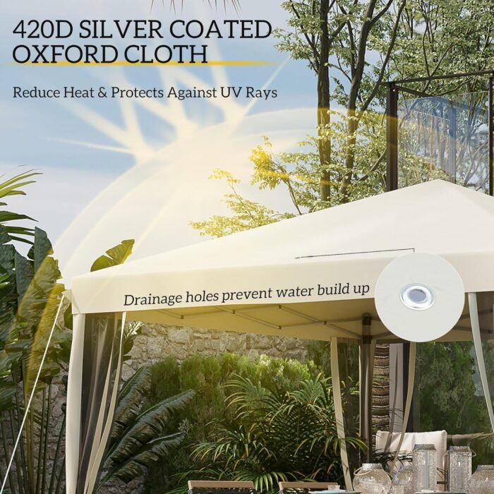 Gazebo demonstrating the compact size when folded and the convenient carrying bag for easy transport and storage.