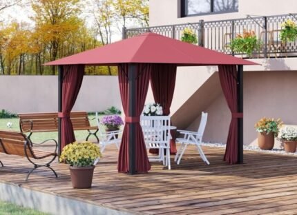 10x10 Gazebo interior view demonstrating the ample space to fit patio furniture or cover a hot tub.